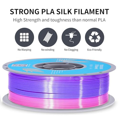 TECSONAR Silk Rainbow PLA 3D Printer Filament (35.274 Ounce)