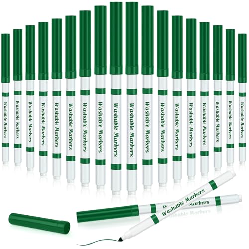 18 Pcs Line Washable Markers Dark Green Fine Tip Markers for Kid (18 Count)