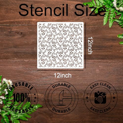 Damask Stencils for Walls 12inch Damask Stencil (9 Count)