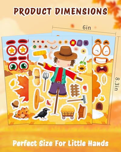 48 Sheets Fall Make a Face Stickers (48 Count)