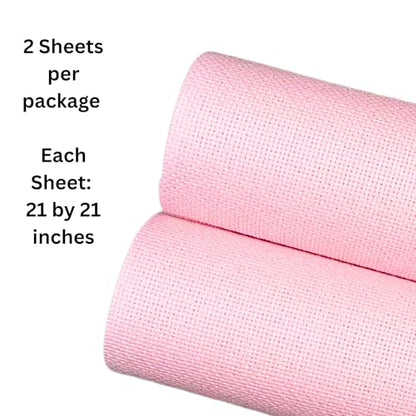 2 Sheets of Pink 14 Count Aida Cloth