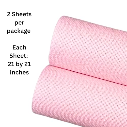 2 Sheets of Pink 14 Count Aida Cloth