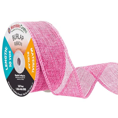 1 1 2 Inch Wide Pink Burlap Ribbon for Crafts (60 Foot)