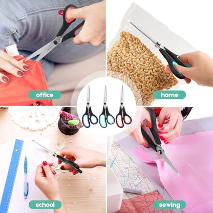 8.5" Heavy Duty Scissors All Purpose for Office School Crafts Sewing (3 Count)