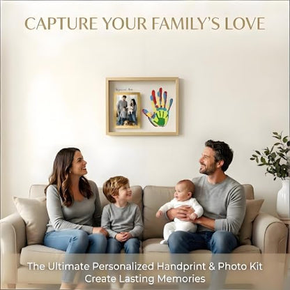 Horizontal Wood Family Handprint Kit 3D Frame Rustic Grandparents Gift