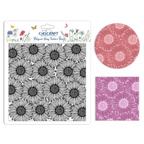 Wishing Flowers Polymer Clay Texture Sheets Silicone Texture Stamp Clay Texture Mat Modeling Pattern Pad Texture Sheets for Jewelry and Clay Earrings Tools