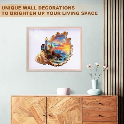 Sunset by The Seaside Puzzles Adults Gifts Wooden 85 Pieces 8.5 * 8in