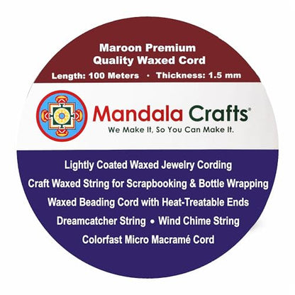 1.5mm Maroon Waxed Cord (327 Foot)