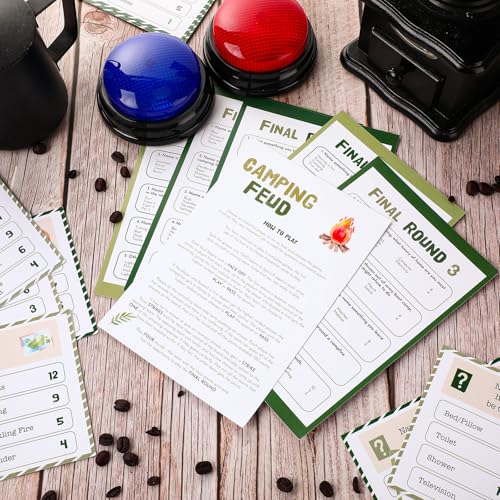 30 Pcs Camping Quiz Game Set with 18 Card 2 Buzzer (30 Count)