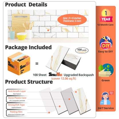 4 Pieces Peel and Stick Backsplash for Kitchen