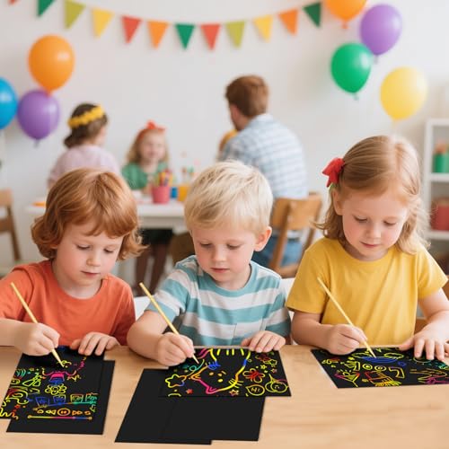 Rainbow Scratch Art Paper Crafts120pcs