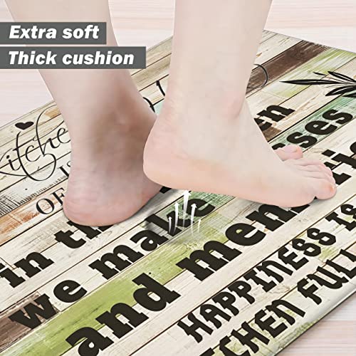 Kitchen Mats for Floor Anti Fatigue Mats for Kitchen Floor Kitchen Rugs Farmhouse Style Memory Foam Kitchen Mat Cushioned PVC Leather Kitchen Rug Set