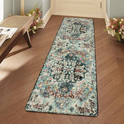 Reine Bohemian Floral 2'8" x 8' Washable Hallway Runner Rug