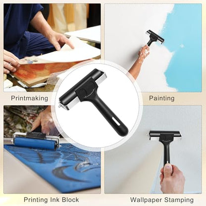 1+1 Pcs Wooden Block Printing Baren with Rubber Brayer Roller