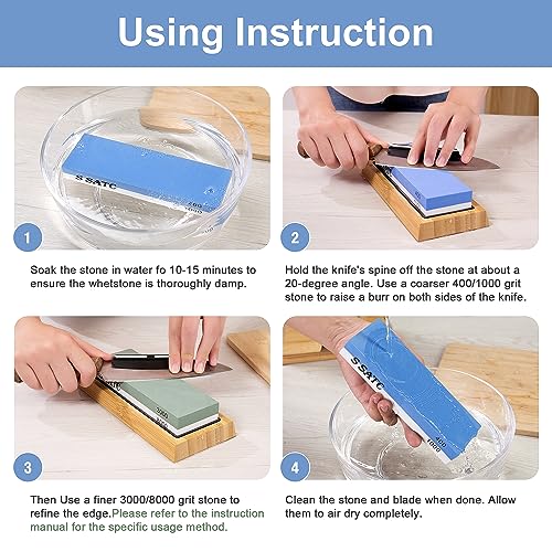 Knife Sharpening Stone Whetstone 4 Side Grit 400