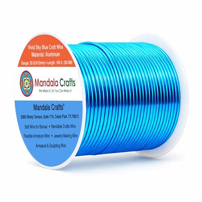 20 Gauge Vivid Sky Blue Anodized Aluminum Craft Wire (100 Foot)
