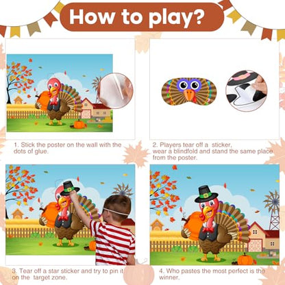 Pin the Hat on Turkey Thanksgiving Pin the Tail Fall Party Games