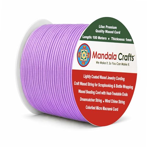 1mm Lilac Cotton Waxed Cord for Jewelry Making (327 Foot)