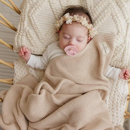 100% Organic Cotton Heritage Knit Textured Baby Quilt Blanket