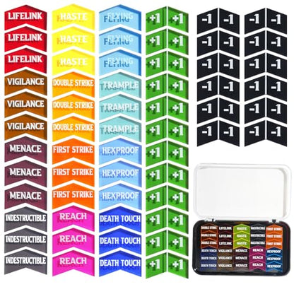60 PCS MTG Keyword Counters Buff Abilities Counter Tokens with Box for Magic The Gathering (60 Count)