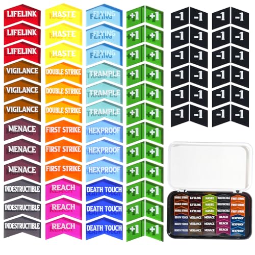60 PCS MTG Keyword Counters Buff Abilities Counter Tokens with Box for Magic The Gathering (60 Count)