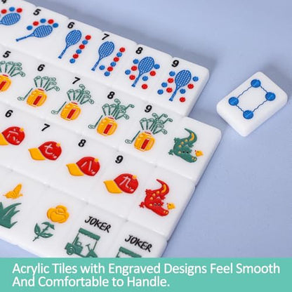American Mahjong Tile Set with Clear Acrylic Box and Accessories