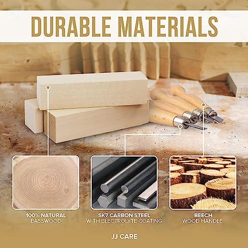 Wood Carving Kit [8 SK7 Carving Knives with Beechwood Handle