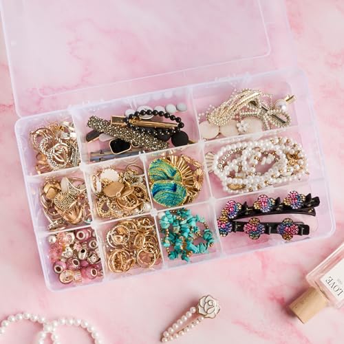 15 Grids Large Plastic Organizer Box with Adjustable Dividers