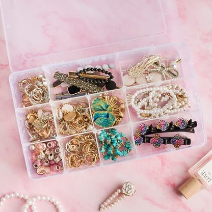 15 Grids Large Plastic Organizer Box with Adjustable Dividers