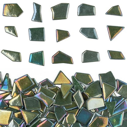 Iridescent Glass Mosaic Tiles for Crafts Bulk (7.05 Ounce)