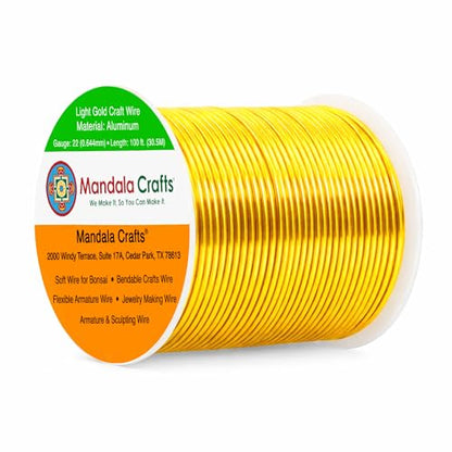 22 Gauge Light Gold Tone Anodized Aluminum Craft Wire 100 FT
