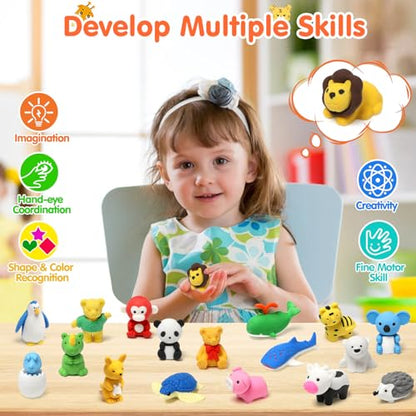 34 Pcs Animal Erasers (34 Count)