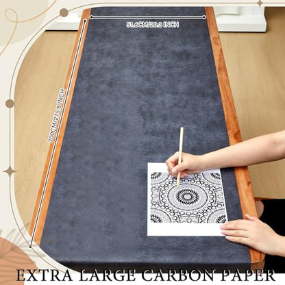 2 Sheets 23 ft Large Graphite Carbon Transfer Paper for Tracing Black Waxed Carbon Paper for Drawing Patterns on Wood Projects (11856.32 sq inch)