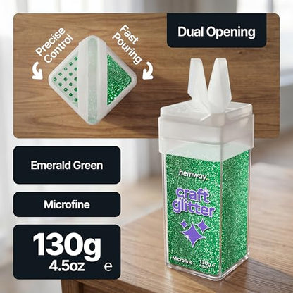 Craft Glitter Shaker Emerald Green 130g Microfine (3.8 Ounce)