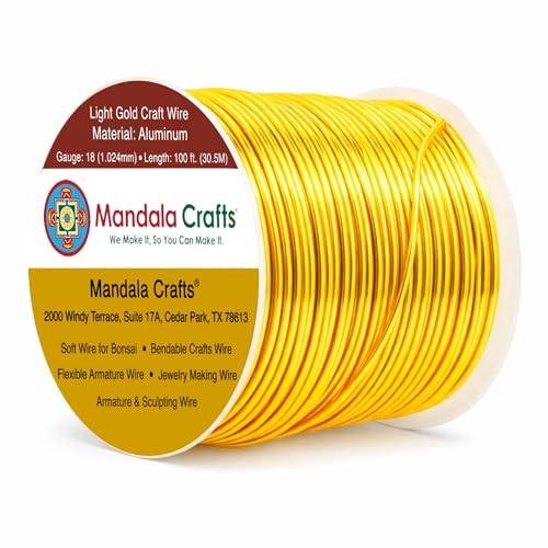 18 Gauge Light Gold Tone Anodized Aluminum Craft Wire 100 FT