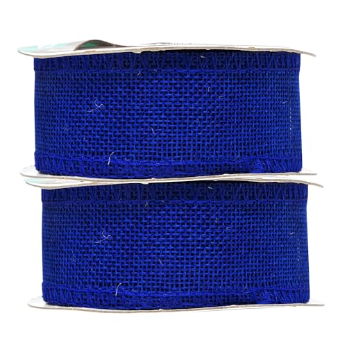 1 1 2 Inch Wide Royal Blue Burlap Ribbon for Crafts (120 Foot)
