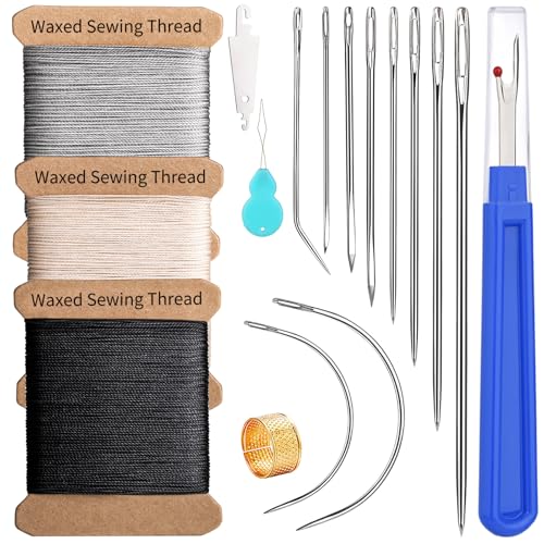 Waxed Thread 0.55mm Leather Waxed Thread Upholstery Repair Kit (104 Count)