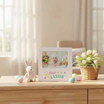 Kate & Milo My First Easter Picture Frame, Baby Keepsake Holiday Photo, Display Gift For Infant, Nursery Decor Tabletop White, Spring Time Present