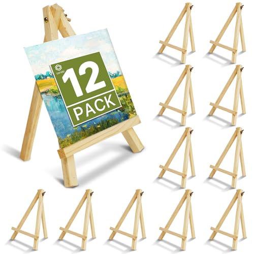 12 Pack 9 Inch Mini Wooden Display Easels (12 Count)