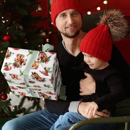 Christmas Horse Wrapping Paper Sheet (30 Sq Ft)