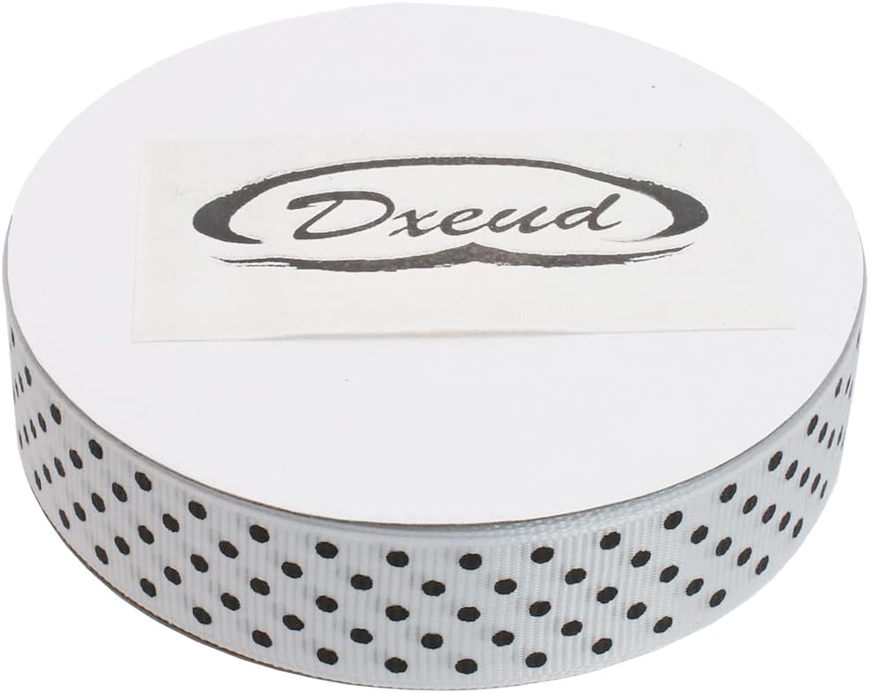 Polka Dot Grosgrain Ribbon 25 Yard Each Roll 100% Polyester (3/4", White) - Crafty Corner