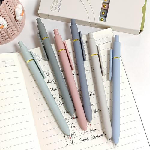 Gel Pens 6 Pcs 0.5mm Fine Point Smooth Writing Pens Cute Pens
