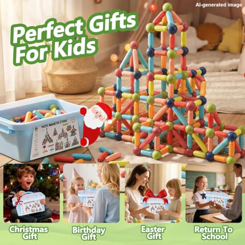 Magnetic Building Blocks STEM for Kids (110 Count)