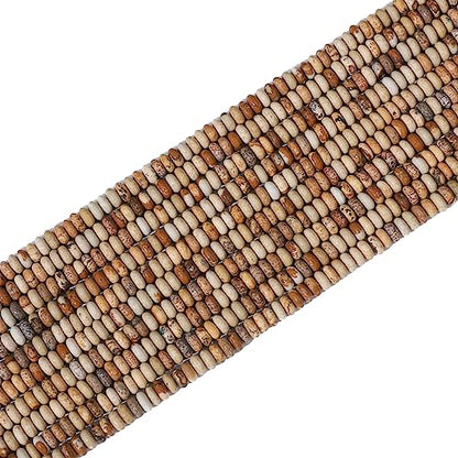 Natural Brown Picture Disk Stone Beads 4x2mm 160pcs Rondelle Loose Semi Gemstone Beads for Jewelry Making Design (160 Count)