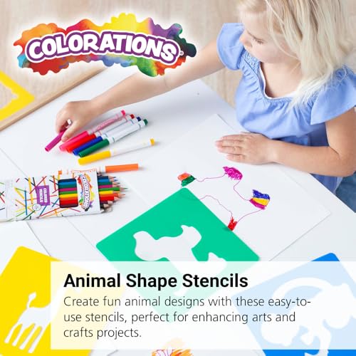 EANST Animal Shape Stencils Set of 12 8" Plastic Stencils for Kids Arts and Crafts Material (12 Count)