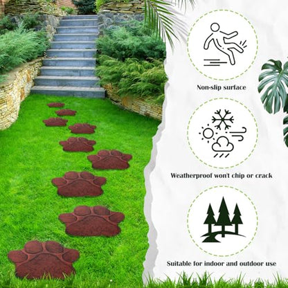 3 Pieces Dog Paw Garden Stepping Stones Garden Decor Cast Irons Dog Rocks Rustic Outdoor Stones Decorative Stone for Garden Walkway Outdoor Decoration (3 Count)