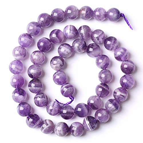 Natural Purple Dream Lace Amethysts Beads Crystal Round Loose Beads for Jewelry Making 12mm 32pcs 1 Strand 15" (16 Count)
