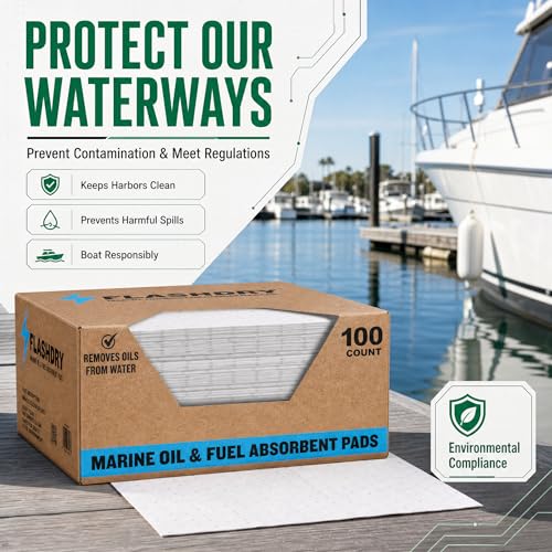 Marine Oil Spill Absorbent Boat Pads (100 Count)