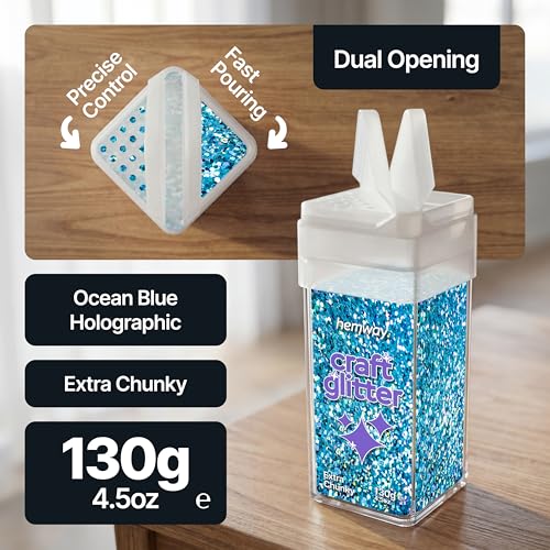 Craft Glitter Shaker Ocean Blue Holographic 130g Extra Chunky (3.8 Ounce)