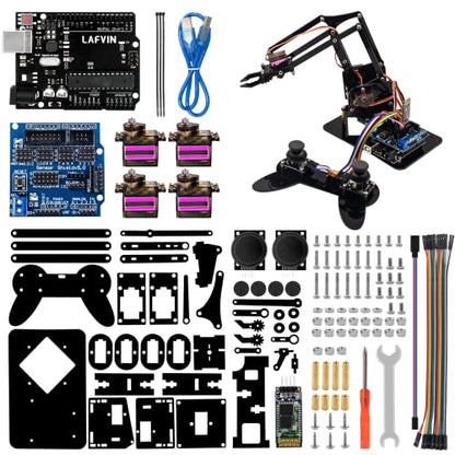 4DOF Acrylic Robot Mechanical Arm Claw Kit Compatible with Arduino IDE DIY Robot with CD Tutorial